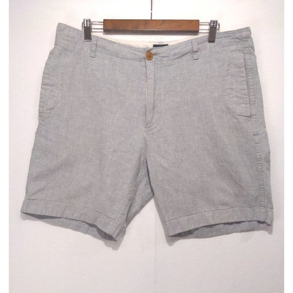 J. Crew Other - J. Crew Men's Chino Style Shorts Linen Blend Back Flap Pockets Grey Size 36
